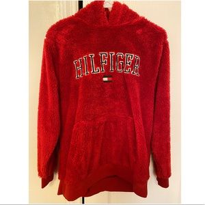 Tommy Hilfiger Boys Red Fur Hoodie.